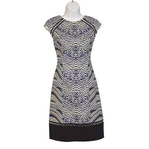 A8 NWT SACHIN + BABI Black White Navy Cotton Sleeveless Fit & Flare Dress Size 2